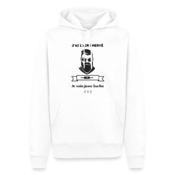 J'ai l'air énervé, non, je suis juste barbu - Sweat à capuche Premium bio Homme - blanc - Devant - Nico (187cm)