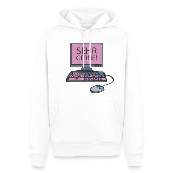 PC - Sehr gerne - pink - Männer Premium Bio Hoodie - Weiß - Vorne - Nico (187cm)