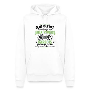 Je ne joue pas tout le temps aux jeux vidéos - Sweat à capuche Premium bio Homme - blanc - Devant - Nico (187cm)
