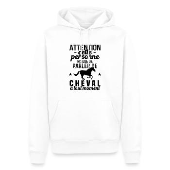 Cette Personne Risque Parler De Cheval Tout Moment - Sweat à capuche Premium bio Homme - blanc - Devant - Nico (187cm)