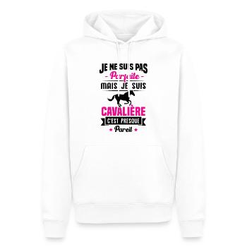 Je ne suis pas parfaite mais je suis cavalière - Sweat à capuche Premium bio Homme - blanc - Devant - Nico (187cm)