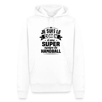 Je Suis Le Coach D'une Super Équipe De Handball - Sweat à capuche Premium bio Homme - blanc - Devant - Nico (187cm)