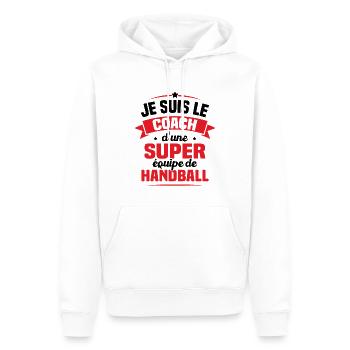 Je Suis Le Coach D'une Super Équipe De Handball - Sweat à capuche Premium bio Homme - blanc - Devant - Nico (187cm)