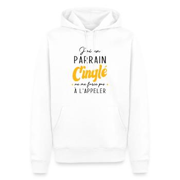 j'ai un parrain cinglé ne me force pas a l'appeler - Sweat à capuche Premium bio Homme - blanc - Devant - Nico (187cm)