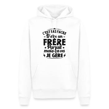 Pas facile d'être un frère parfait humour cadeau - Sweat à capuche Premium bio Homme - blanc - Devant - Nico (187cm)