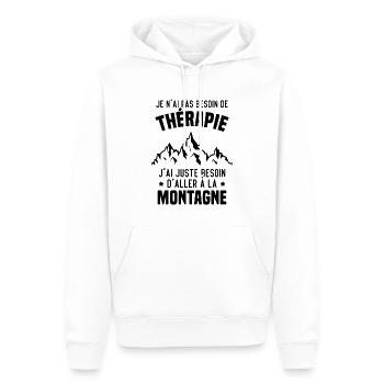 J'ai juste besoin d'aller à la Montagne Humour - Sweat à capuche Premium bio Homme - blanc - Devant - Nico (187cm)