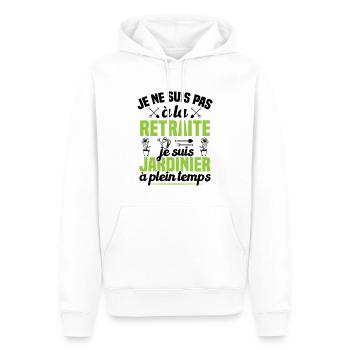 Pas à la retraite je suis jardinier à plein temps - Sweat à capuche Premium bio Homme - blanc - Devant - Nico (187cm)