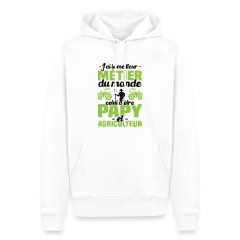 Meilleur métier du monde papy et agriculteur - Sweat à capuche Premium bio Homme - blanc - Devant - Nico (187cm)