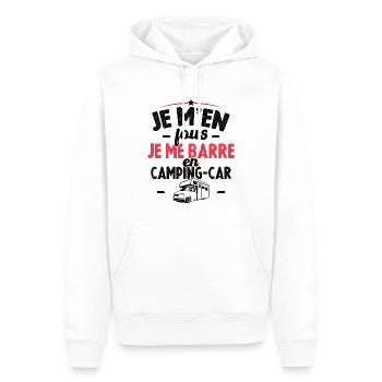 Je m'en fous je me barre en camping-car - Sweat à capuche Premium bio Homme - blanc - Devant - Nico (187cm)