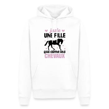 Juste une fille qui aime les chevaux humour - Sweat à capuche Premium bio Homme - blanc - Devant - Nico (187cm)