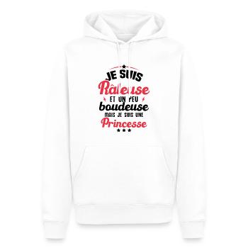Un peu boudeuse mais je suis une princesse - Sweat à capuche Premium bio Homme - blanc - Devant - Nico (187cm)