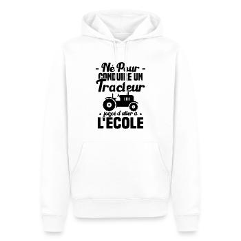 Né Pour Conduire Un Tracteur Cadeau Humour Fermier - Sweat à capuche Premium bio Homme - blanc - Devant - Nico (187cm)