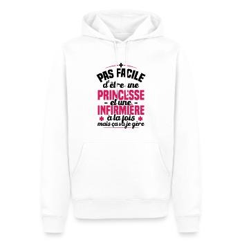 Princesse et Infirmière / Humour cadeau infirmière - Sweat à capuche Premium bio Homme - blanc - Devant - Nico (187cm)