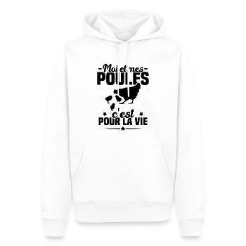 Moi et mes poules c'est pour la vie Humour cadeau - Sweat à capuche Premium bio Homme - blanc - Devant - Nico (187cm)