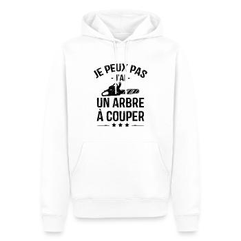 Je Peux Pas J'ai Un Arbre à Couper - Sweat à capuche Premium bio Homme - blanc - Devant - Nico (187cm)