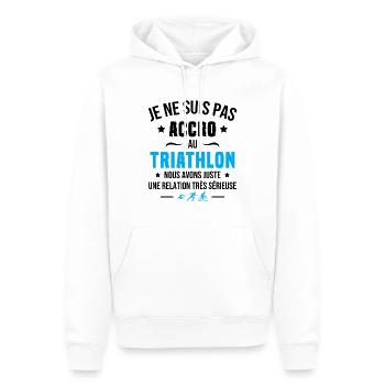 Je ne suis pas accro au triathlon humour cadeau - Sweat à capuche Premium bio Homme - blanc - Devant - Nico (187cm)