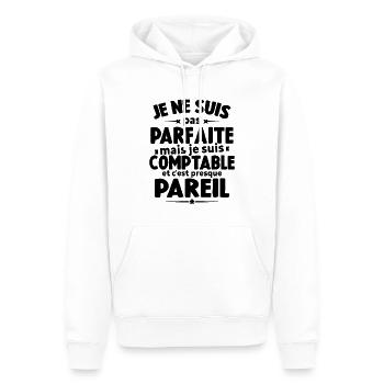 Pas parfaite mais je suis comptable humour cadeau - Sweat à capuche Premium bio Homme - blanc - Devant - Nico (187cm)