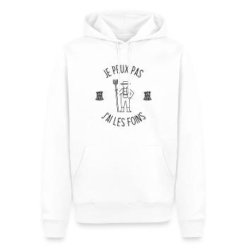 Je Peux Pas J'ai Les Foins - Sweat à capuche Premium bio Homme - blanc - Devant - Nico (187cm)