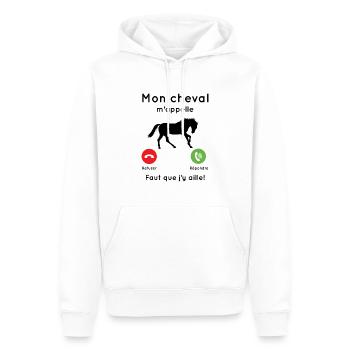 Mon cheval m'appelle faut que j’y aille Cadeau - Sweat à capuche Premium bio Homme - blanc - Devant - Nico (187cm)