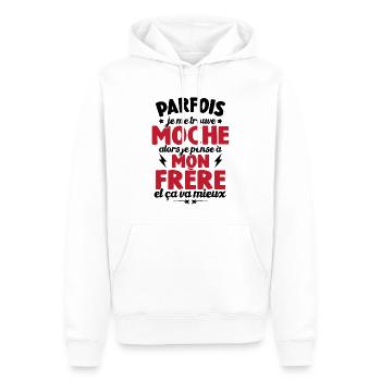 Je pense à mon frère et ça va mieux humour cadeau - Sweat à capuche Premium bio Homme - blanc - Devant - Nico (187cm)