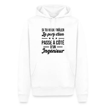 Humour Cadeau Pour Ingénieur - Sweat à capuche Premium bio Homme - blanc - Devant - Nico (187cm)
