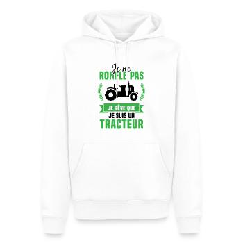 Je Rêve Que Je Suis Un Tracteur Cadeau Ferme - Sweat à capuche Premium bio Homme - blanc - Devant - Nico (187cm)