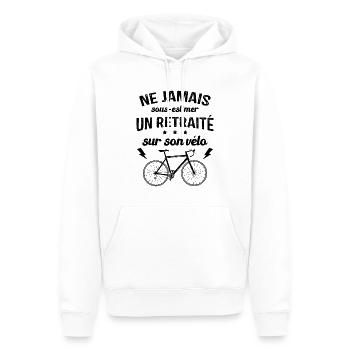 Un Retraité Sur Son Vélo Humour Retraite Cycliste - Sweat à capuche Premium bio Homme - blanc - Devant - Nico (187cm)