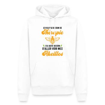 J'ai juste besoin d'aller voir mes abeilles - Sweat à capuche Premium bio Homme - blanc - Devant - Nico (187cm)