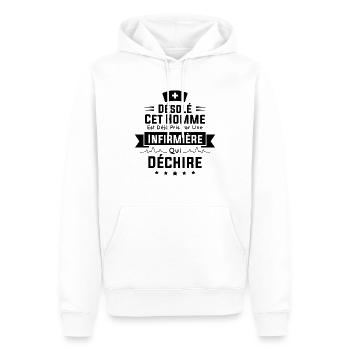 Cet Homme Est Déjà Pris Par Une Infirmière - Sweat à capuche Premium bio Homme - blanc - Devant - Nico (187cm)