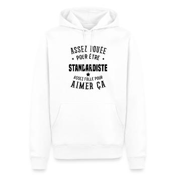 Assez douée pour être standardiste assez folle - Sweat à capuche Premium bio Homme - blanc - Devant - Nico (187cm)