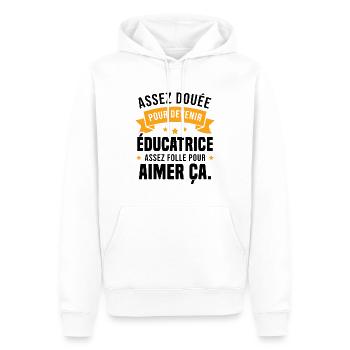 Assez douée pour devenir éducatrice assez folle - Sweat à capuche Premium bio Homme - blanc - Devant - Nico (187cm)