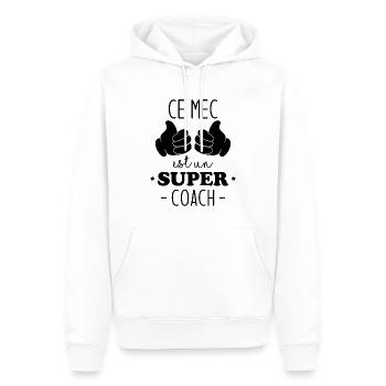 Ce mec est un super coach - Sweat à capuche Premium bio Homme - blanc - Devant - Nico (187cm)