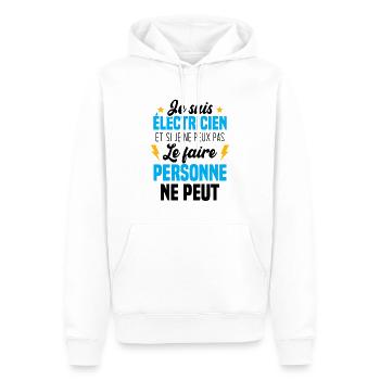 Je suis électricien - Sweat à capuche Premium bio Homme - blanc - Devant - Nico (187cm)
