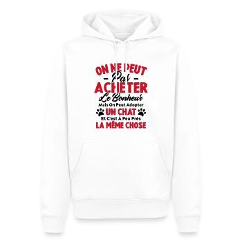 On peut adopter un chat Humour Cadeau - Sweat à capuche Premium bio Homme - blanc - Devant - Nico (187cm)