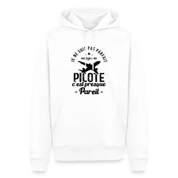 Je ne suis pas parfait mais je suis pilote - Sweat à capuche Premium bio Homme - blanc - Devant - Nico (187cm)