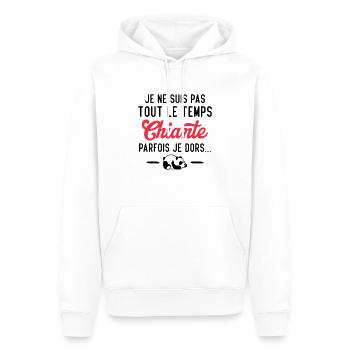 Je suis pas tout le temps chiante parfois je dors - Sweat à capuche Premium bio Homme - blanc - Devant - Nico (187cm)
