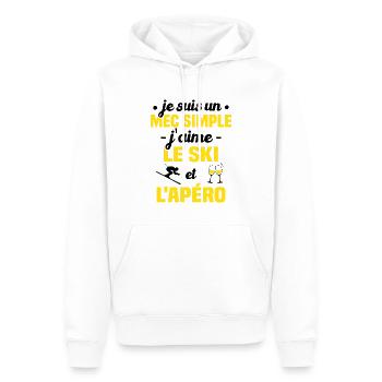 Je suis un mec simple j'aime le ski et l'apéro - Sweat à capuche Premium bio Homme - blanc - Devant - Nico (187cm)