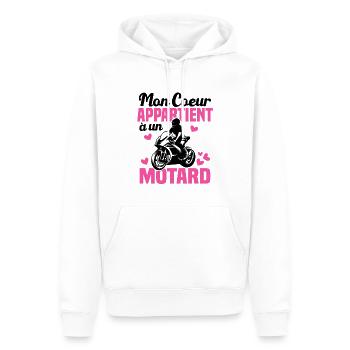Mon coeur appartient à un motard - Sweat à capuche Premium bio Homme - blanc - Devant - Nico (187cm)