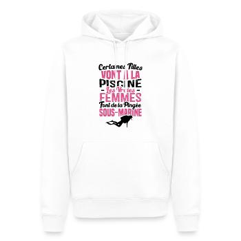 Les vraies femmes font de la plongée sous marine - Sweat à capuche Premium bio Homme - blanc - Devant - Nico (187cm)