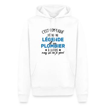 Une légende et un plombier à la fois - Sweat à capuche Premium bio Homme - blanc - Devant - Nico (187cm)