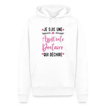 Je suis Assistante Dentaire qui Déchire - Sweat à capuche Premium bio Homme - blanc - Devant - Nico (187cm)