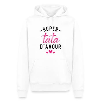 Cadeau Femme Super tata d'amour - Sweat à capuche Premium bio Homme - blanc - Devant - Nico (187cm)