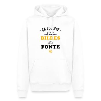 ça soulève plus de bières que de fonte - Sweat à capuche Premium bio Homme - blanc - Devant - Nico (187cm)