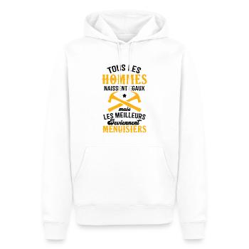 Les meilleurs hommes deviennent menuisiers - Sweat à capuche Premium bio Homme - blanc - Devant - Nico (187cm)