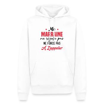 Ma marraine ne rigole pas ne force pas à l'appeler - Sweat à capuche Premium bio Homme - blanc - Devant - Nico (187cm)