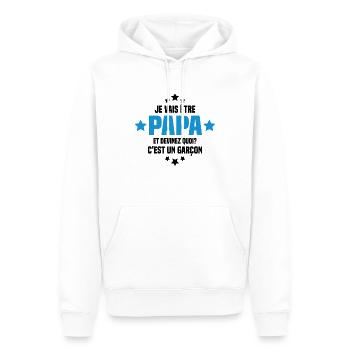 Je vais être papa et devinez quoi c'est un garçon - Sweat à capuche Premium bio Homme - blanc - Devant - Nico (187cm)