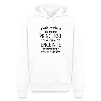 Compliqué d'être une princesse et d'être enceinte - Sweat à capuche Premium bio Homme - blanc - Devant - Nico (187cm)
