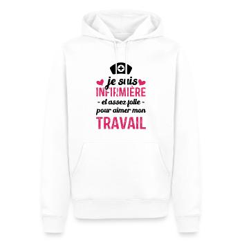 Je suis infirmière, et aimer mon travail - Sweat à capuche Premium bio Homme - blanc - Devant - Nico (187cm)