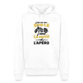 Je Suis Un Mec Simple J'aime La Moto Et L'apéro - Sweat à capuche Premium bio Homme - blanc - Devant - Nico (187cm)