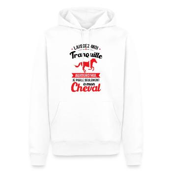 Aujourd'hui je parle seulement à mon cheval - Sweat à capuche Premium bio Homme - blanc - Devant - Nico (187cm)